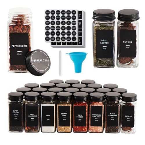 25 Glass Spice jars with label (25 Count)