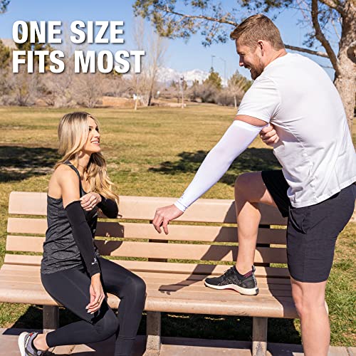 Cooling Arm Sleeves for Men & Women (1 Pair: White / One Size)