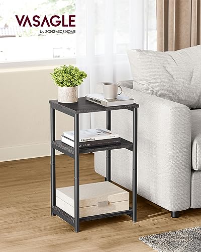 Side Table Small End Table (Misty Gray + Ink Black)