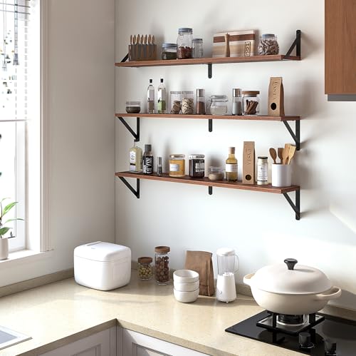 Floating Shelves for Wall (Walnut / 35.43"W x 5.9"D x 5.4"H,Set of 3)