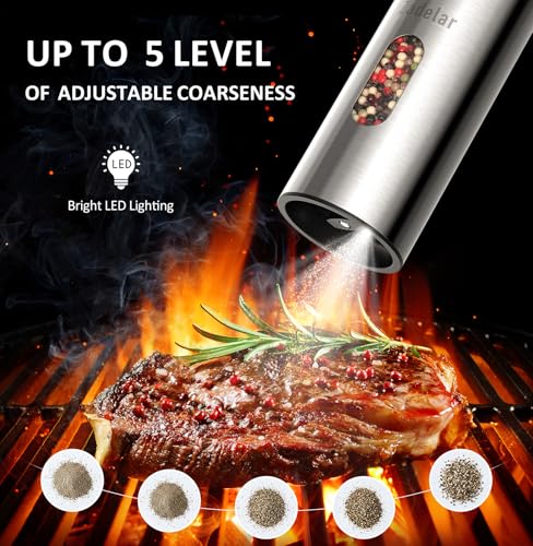 Rechargeable Electric Salt and Pepper Grinder Set with USB (3.72 Ounce)