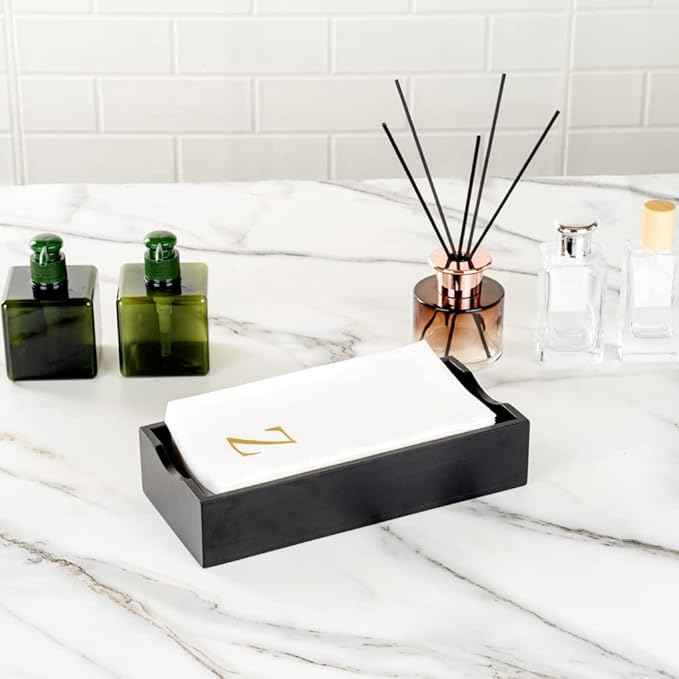 Luxenap 15.8 X 7.9 Inch Linen-Feel Guest Towels, 50 Lettered Hand Towels - Gold Letter 'Z', Sans Serif Font, White Paper Dinner Napkins, airlaid, For Restrooms And Tables - Restaurantware