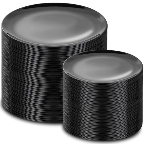 200PCS Black Plastic Plates (Black / 200 PCS)