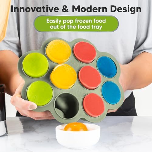 Silicone Food Freezer Trays with Lid (Sage)