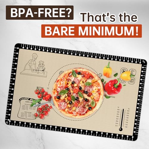 Silicone Baking Mat with 10 Recipes (Black / 32"L x 24"W)