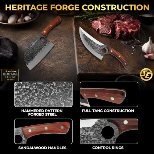 2 Piece Butcher Knife Set Serbian Chef & Viking Knives Kitchen Knife Set