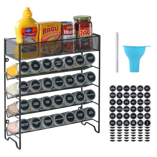 Spice Rack Organizer with 28 Spice Jars