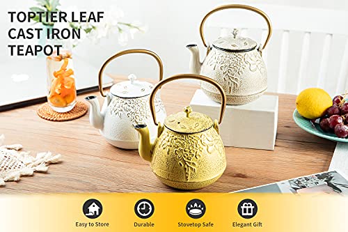 Japanese Cast Iron Tea Kettle with Infuser (1 Quarts / White)