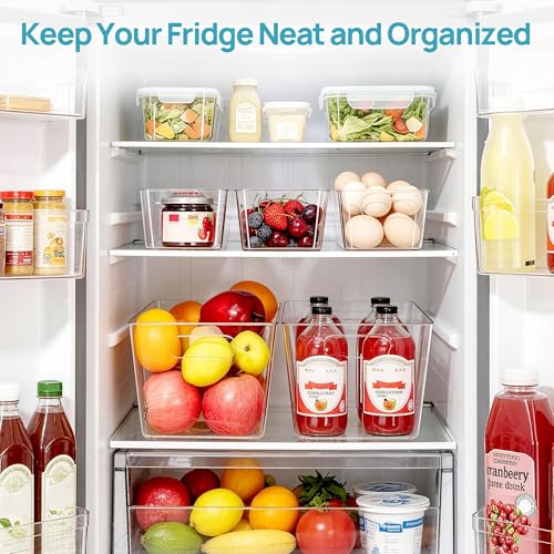8 Pack Clear Storage Bins Set for Pantry Organizer (Set B)