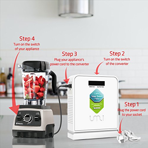 Step Down Transformer 220v to 110v 1600W Use Europe Appliances in US (1600W-220V to 110V)
