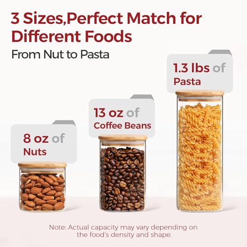 Glass Pantry Storage Containers with Lids 0.6 (1.9Qt*2+1.2Qt*2+0.6Qt*2)