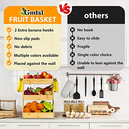 Bamboo Fruit Basket for Kitchen (3-Tier Nature)