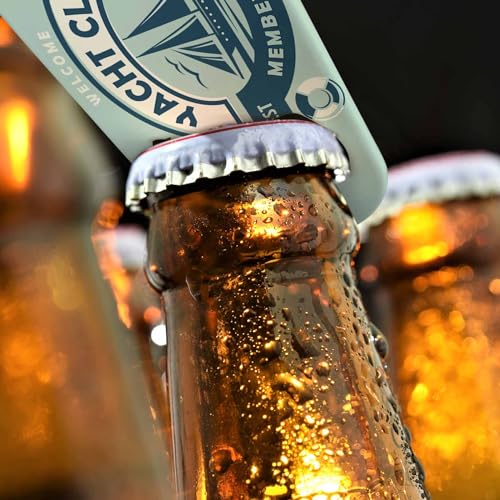 Yacht Club Sign Stainless Steel Bottle Opener Boat Ship Sailor Anchor Ocean Adventure Coast Sailboat Cruise Flat Beer Bottle Opener Keychain for Home Kitchen Bar Restaurant Party Birthday Gift (Yacht Club Sign)