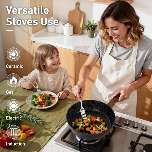 Non Stick Pots and Pans Set (Black / 12 Pcs Cookware Set)