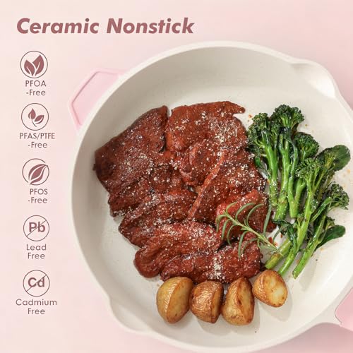 Nonstick Ceramic Skillet with Lid 11 (Sakura Pink / 11-inch/4.5QT)