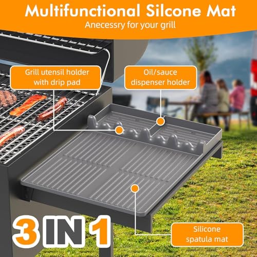 Silicone Griddle Tool Mat for Blackstone and Weber (Grey-2Pcs)