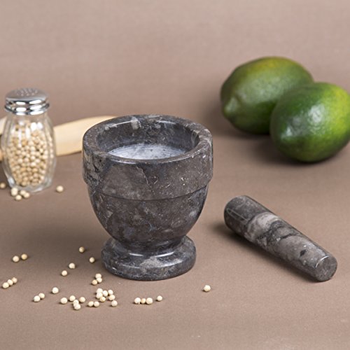 Charcoal Marble 4.75" X 4.75" Mortar & Pestle (Charcoal / 4.75" Diam. x 4.75" H)