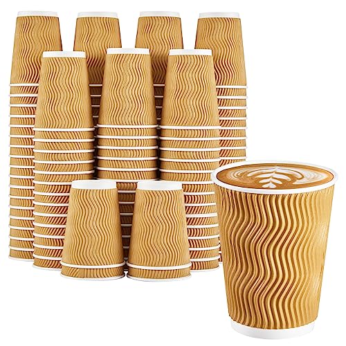 120 Pack 12 oz Disposable Paper Coffee Cups Insulated Champagne (Champagne / 12 oz)