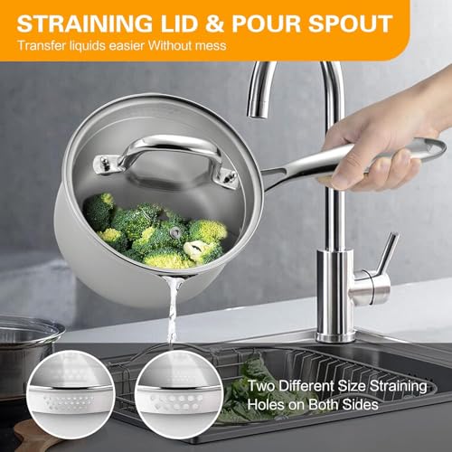 Tri Ply Stainless Steel Pot with Steamer (2 Quarts)