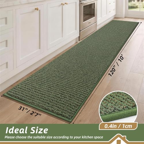 Kitchen Runner Rugs 31"x120" (Green / 31" X 120" (Rectangular))