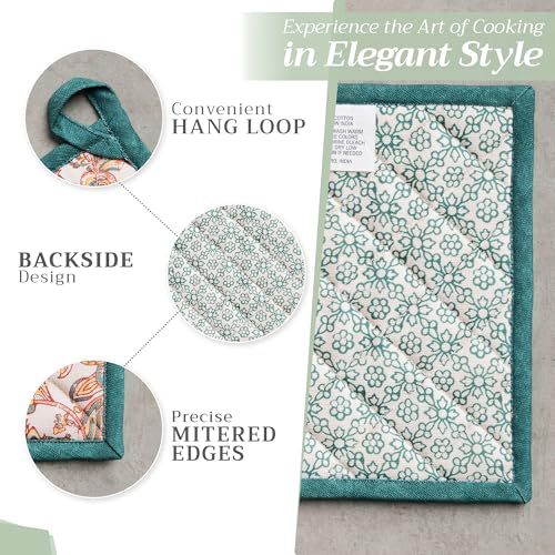 Pot Holders 100% Cotton Potholders (047 - Nila / 8" x 8" (Pot Holder Pack of 1))