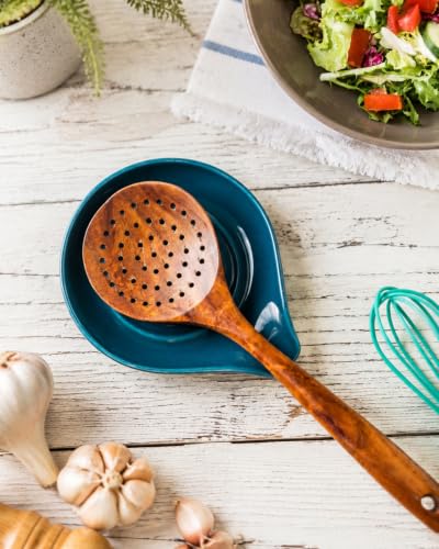 Spoon Rest Ceramic Spoon Holder for Stove Top (1.Blue)