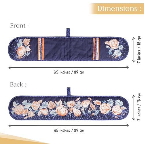 Double Oven Mitts 100% Cotton Double Oven Glove (072 - Pumpkin Blues / 7" x 35" (Double Oven Mitt))
