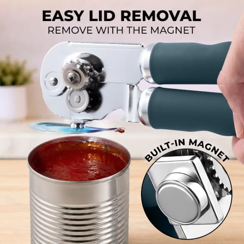 Stainless Steel Swing Open Manual Can Opener Comfortable Grip (Green / Swing Open)