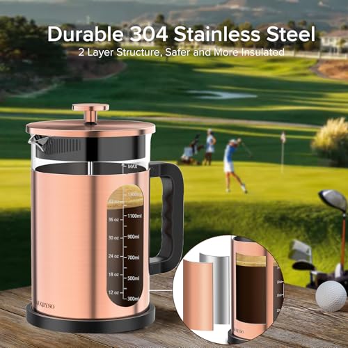 French Press Coffee Maker 51oz (Upgraded Stainless Steel Copper / 51oz)