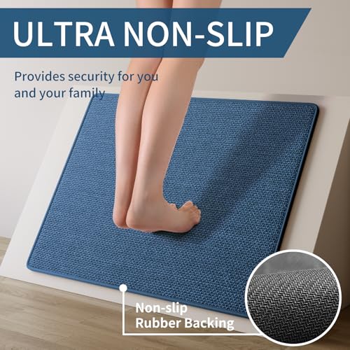 Long Kitchen Runner Rugs Kitchen Mat Non Slip Washable Blue 17"x59"