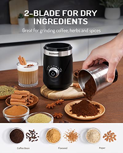 Electric Super Silent Blade Coffee Grinder (Black / 2 Bowl)