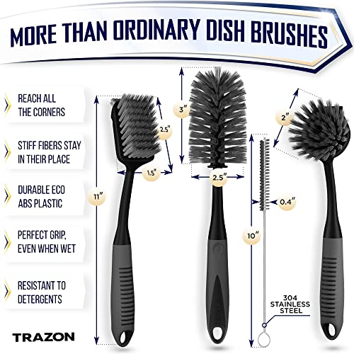 Dish Brush Set of 4 (Black)