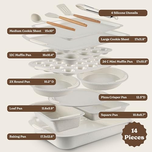 Nonstick Stackable Bakeware Set (Cream - 14 Pcs)