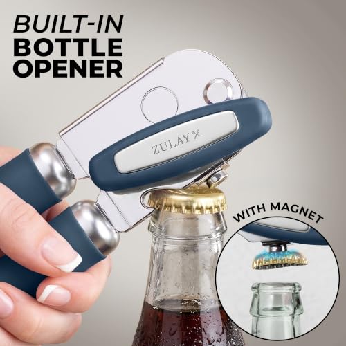 Stainless Steel Swing Open Manual Can Opener Comfortable Grip (Blue / Swing Open)