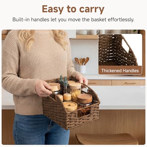 Wicker Baskets for Organizing (Dark Brown(Paper Rope) / 2x 8½"L x 10"W x 7½"H)