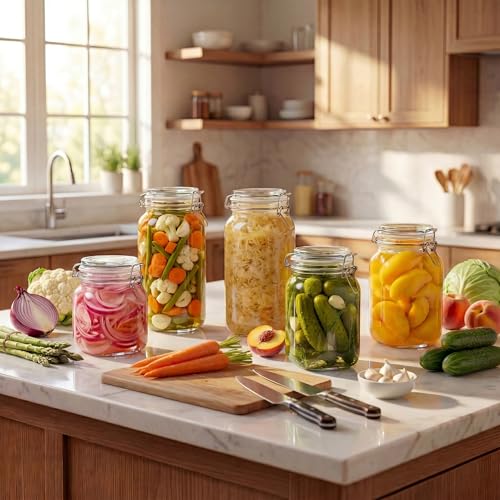 Square Glass Jars with Airtight Lids (Square-Multi Size Set- 5Pack)