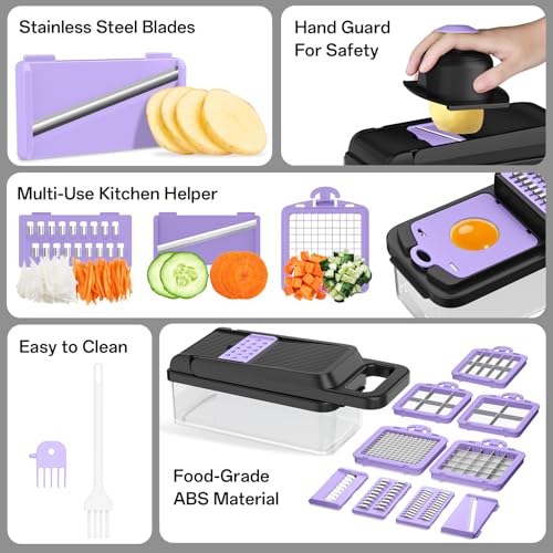 Veggie Chopper Vegetable Cutter (Purple / 10 blades)