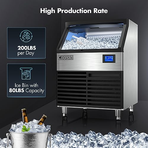 Commercial Ice Maker Machine 200LBS (200LBS/DAY / Stainless Steel)