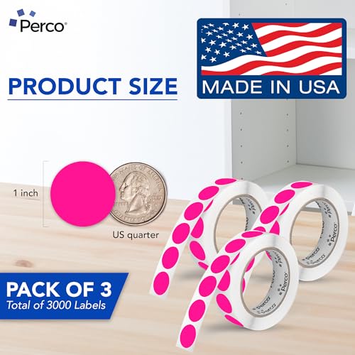 Neon Pink Perforated Round Circle Dot Sticker 1 (Neon Pink / 1 Inch)
