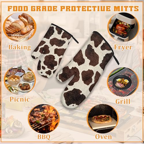 Brown Cowhide Oven Mitts and Pot Holders (4 Count)
