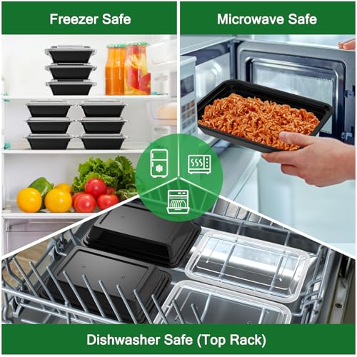 50 Pack (100-Piece) 28 oz Meal Prep Containers Reusable with Lids (28 oz)