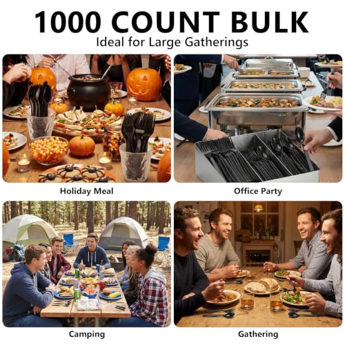 100 Count Black Plastic Spoons Heavy Duty (Black)