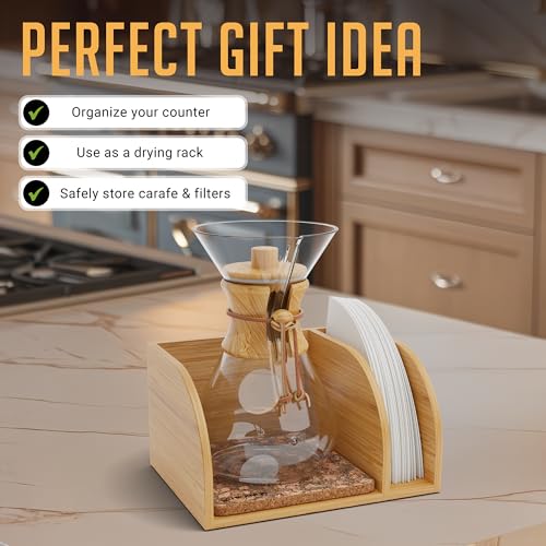 Pour Over Caddy with Lid for Chemex Bodum Cosori Coffee Makers Cork (Cork-1)