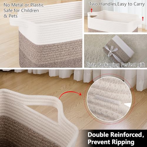 Cotton Rope Storage Baskets for Organizing Gradient Yellow 3 (Gradient Yellow / 3 pcs-13”x9.9”x8.7”)
