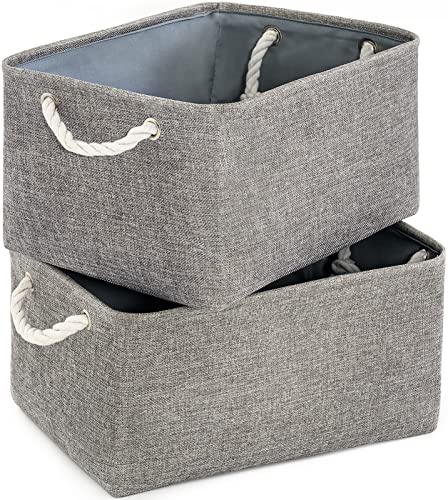 Large Storage Bins Basket (Grey / 2PCS/Large - 15.7Lx11.8Wx8.3H)