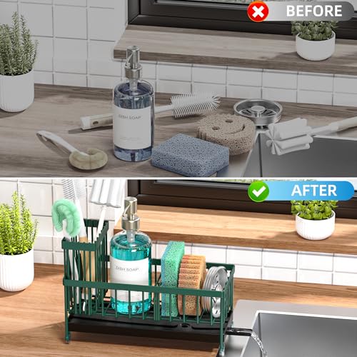 Sponge Holder for Kitchen Sink (Dark Green - 9.25″)