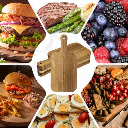 6 Pcs Wood Cutting Boards Bulk Thicken with Handle Kitchen (15 x 7 inches)