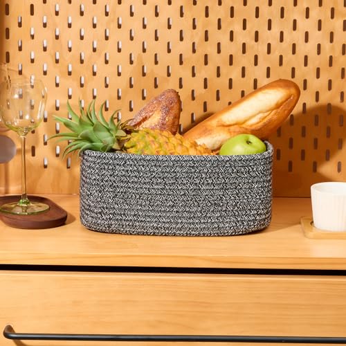 Small Storage Baskets for Organizing (4pcs-L11.5xW7.5xH4.7" / Dark Gray)