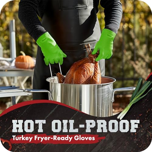 XL Silicone Smoker BBQ Gloves (Evergreen / X-Large)