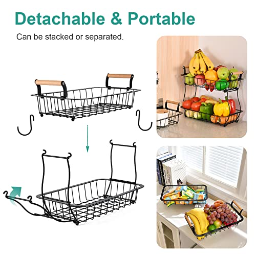 2 Tier Fruit Basket with 2 Banana Hangers (Black (2 Tier with Banana Hangers))